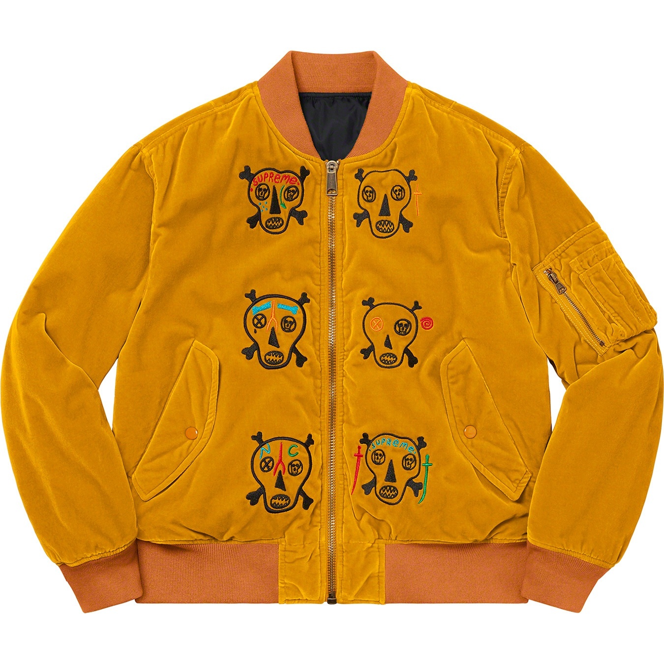 Clayton Patterson/Supreme Skulls Embroidered Velvet MA-1 view 3